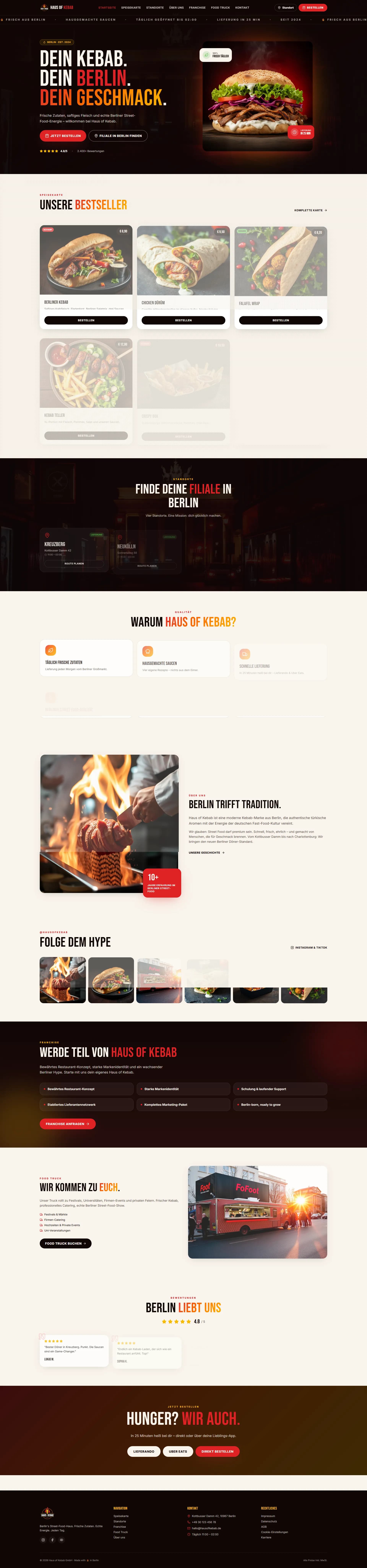 Haus of Kebab Restoran Web Sitesi ekran görünümü