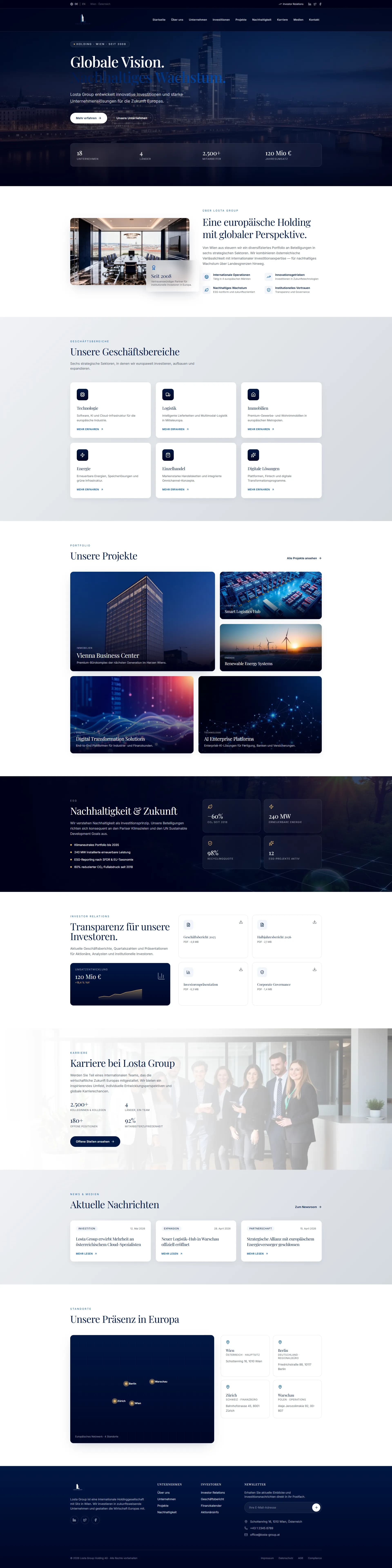 Losta Group Kurumsal Web Sitesi ekran görünümü