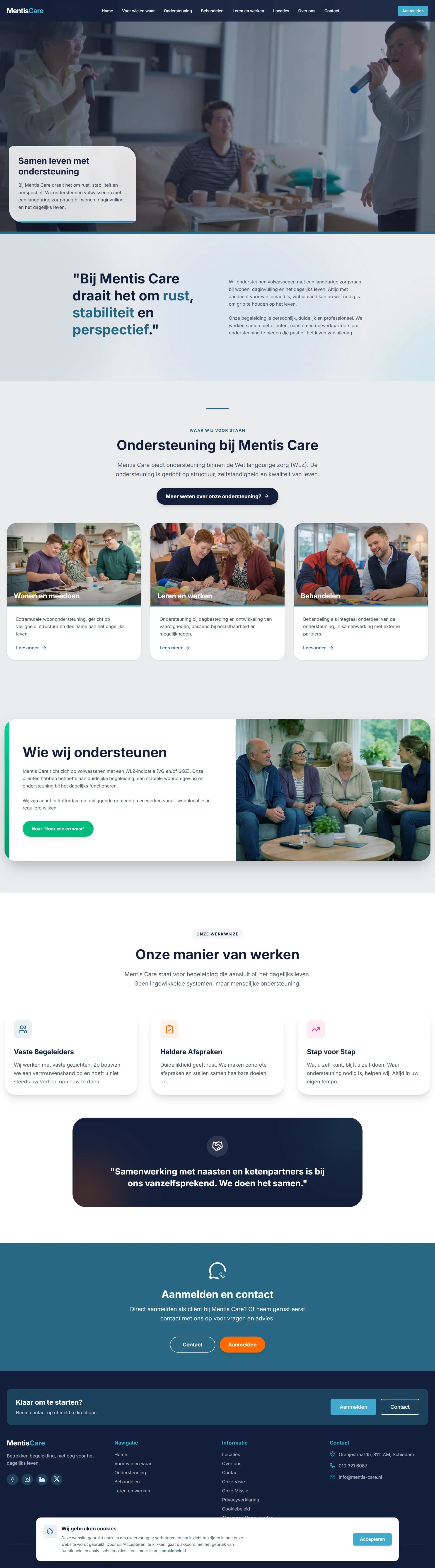 MentisCare Kurumsal Web Sitesi ekran görünümü