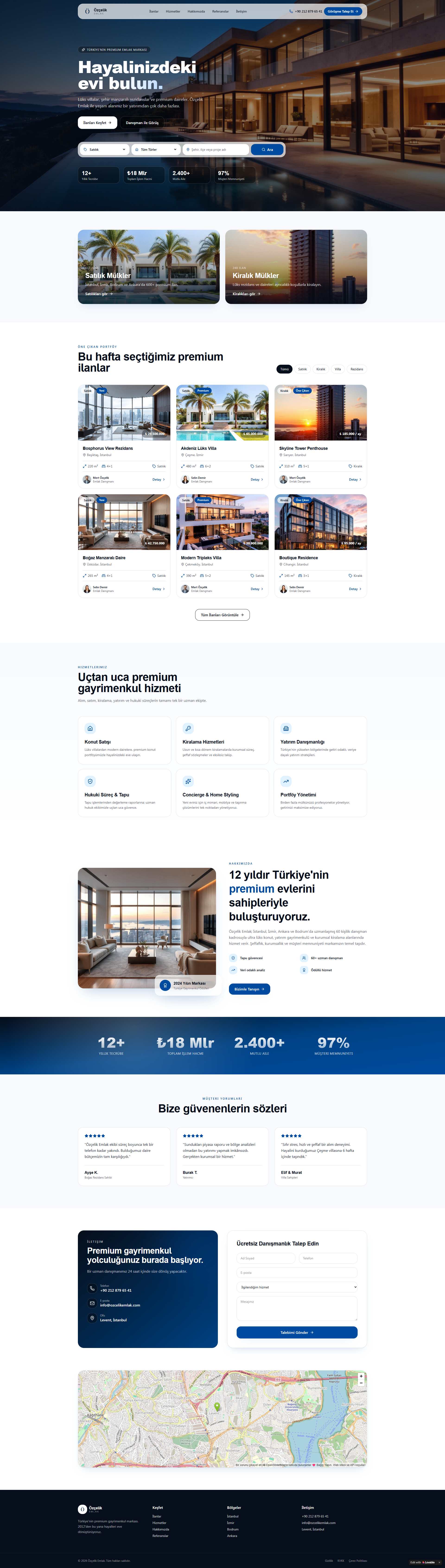 Özçelik Immobilienverwaltungsplattform Bildschirmansicht