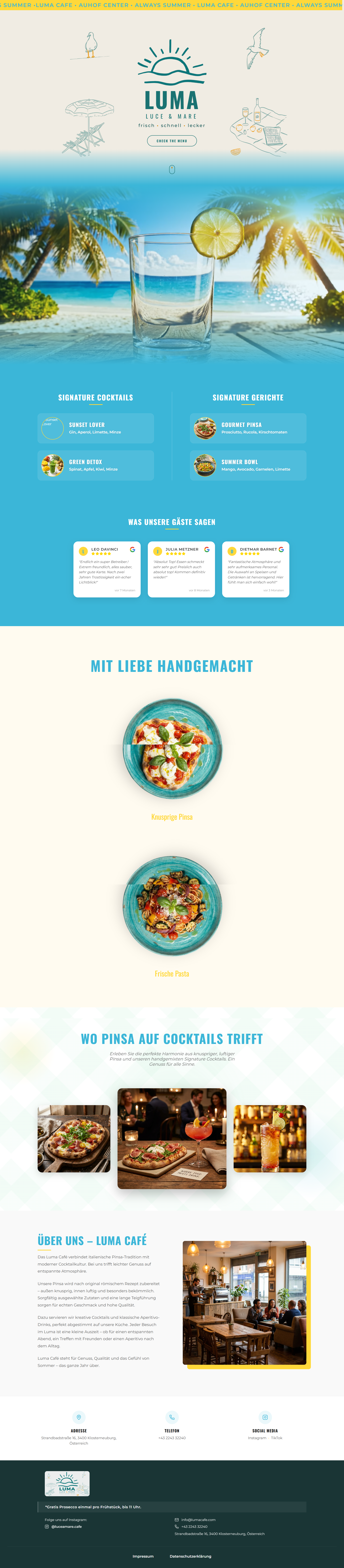 LUMA Luce & Mare Restaurant-Website Bildschirmansicht