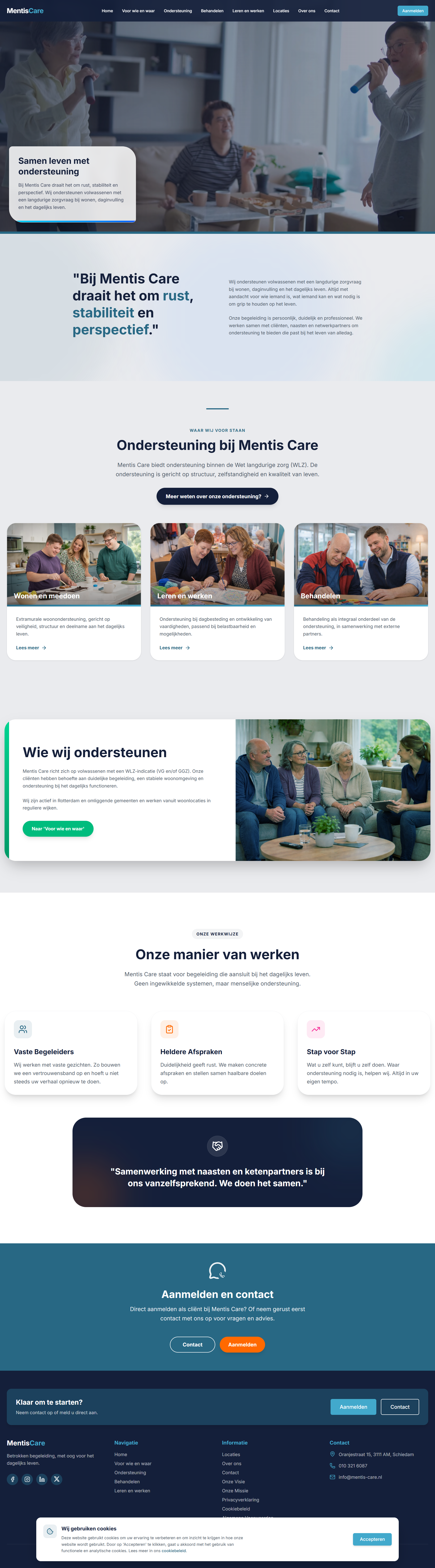 MentisCare Kurumsal Web Sitesi ekran görünümü